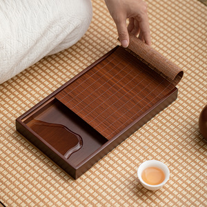 Walnut Wood And Bamboo <b>Tea</b> <b>Tray</b> Rectangular Zen Style Elegant For Home Use - Product Image 2