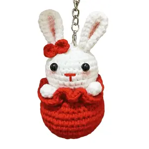 नए साल का तोहफा खरगोश 100% हाथ से बुने हुए crochet शिल्प आलीशान खिलौने गुड़िया कुंजी श्रृंखला