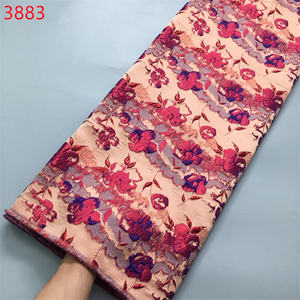 3883 tecnología de tela Jacquard brocado colorido China venta al por mayor hermosa tela Aso Ebi vestido para fiesta tela de encaje coreano - Product Image 4