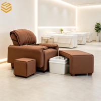 Ensemble de canapé de pédicure électrique moderne de luxe avec bain de pieds, fauteuil de massage en cuir PU pour salon de manucure et hôtel
