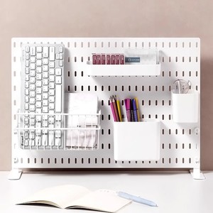 Desktop Pegboard Organizer Rectangle Wall Mounted No Drill Multi Purpose Storage Solution For Study Room Office Desk Accessories - Product Image 1