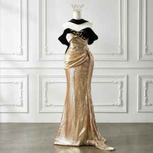 किसी भी अवसर के लिए सभी मौसमों की सुरुचिपूर्ण राजकुमारी मत्स्यांगना आधुनिक कस्टम-आकार की शाम पोशाक - Product Image 1