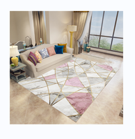 Tapis carré en polyester à poils longs de luxe nordique moderne, motif géométrique, logo personnalisé, fabrication mécanique, grande surface de couverture