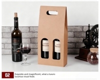 Caja de Regalo para Vino Tinto de Papel Kraft Rígido XIYU con Impresión UV, Embalaje de Doble Pared Grueso Corrugado con Asa para Navidad