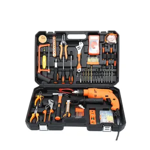 136pcs Impact Drill Power Tool Sets Household Hand Tool With Adjustable Wrench And Pliers Machinist's Hammer