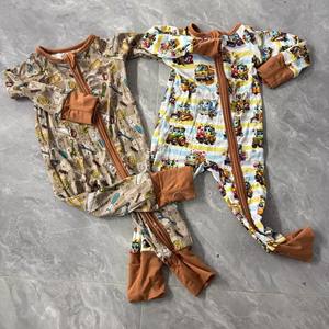 Детский комбинезон унисекс из бамбука с термотрансферной печатью, с длинным рукавом, на двусторонней молнии, для младенцев и малышей, осенний, OEM - Product Image 1