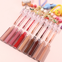 Cosmétiques véganes personnalisés, gloss à lèvres longue durée, marque privée, imperméable, non collant, rouge à lèvres liquide mat avec porte-clés