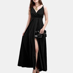 プラスサイズのセクシーなVネックボディコンストラップドレスヴィンテージファッションロングドレス女性