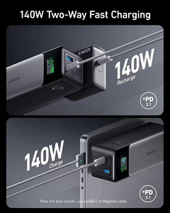Banco de Energía <span class=keywords><strong>Anker</strong></span> <span class=keywords><strong>737</strong></span> (PowerCore 24K) de Alta Capacidad, 24000mAh, Cargador Portátil de 3 Puertos con Salida de 140W y Pantalla Digital Inteligente - Product Image 2