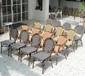 Terrassen möbel Rattan stuhl im französischen Stil Paris Cafe Pariser Bistro-Stühle