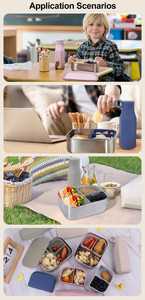 2025 biểu tượng tùy chỉnh thép không gỉ Hộp Ăn Trưa trẻ em đầy màu sắc Silicone Nắp Bento Hộp Nước chai Set trường thực phẩm lưu trữ container - Product Image 6