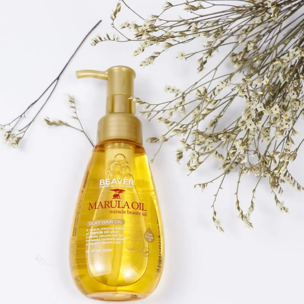 Hải ly nhãn hiệu riêng 100ml tóc giữ ẩm tỏa sáng silkening dầu bóng Marula cho tóc mượt huyết thanh sản phẩm điều trị dầu