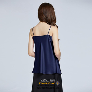 Sexy Camisole Crop <strong>Top</strong> Black Halter Silk <strong>Loose</strong> Fashion <strong>Vest</strong> Spaghetti 100% Real Silk Strap Tank <strong>Tops</strong> for <strong>Women</strong> - Product Image 4
