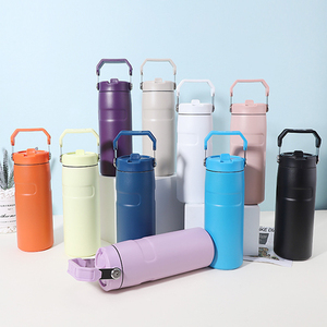 <b>tumbler</b> <b>with</b> <b>straw</b> 16oz Insulated Stainless Steel Water Bottle <b>with</b> Flip <b>Straw</b> Lid & Bail Handle Custom Logo <b>tumbler</b> avec paille - Product Image 1