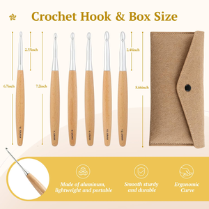 Knitting Tools 11-pieces Different Sizes Needlework Solid Wood Handle Metal <b>Hook</b> <b>Crochet</b> <b>Hook</b> - Product Image 2