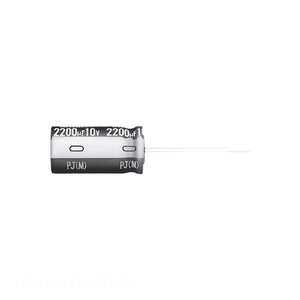 Condensateur canal fabricant CAP ALUM 16V POLAR traversant 470 uF UPJ1C471MPD1CY - Product Image 1