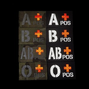 Patch de groupe sanguin réfléchissant IR personnalisé en gros, A B O, ID nocturne, <span class=keywords><strong>velcro</strong></span> - Product Image 2