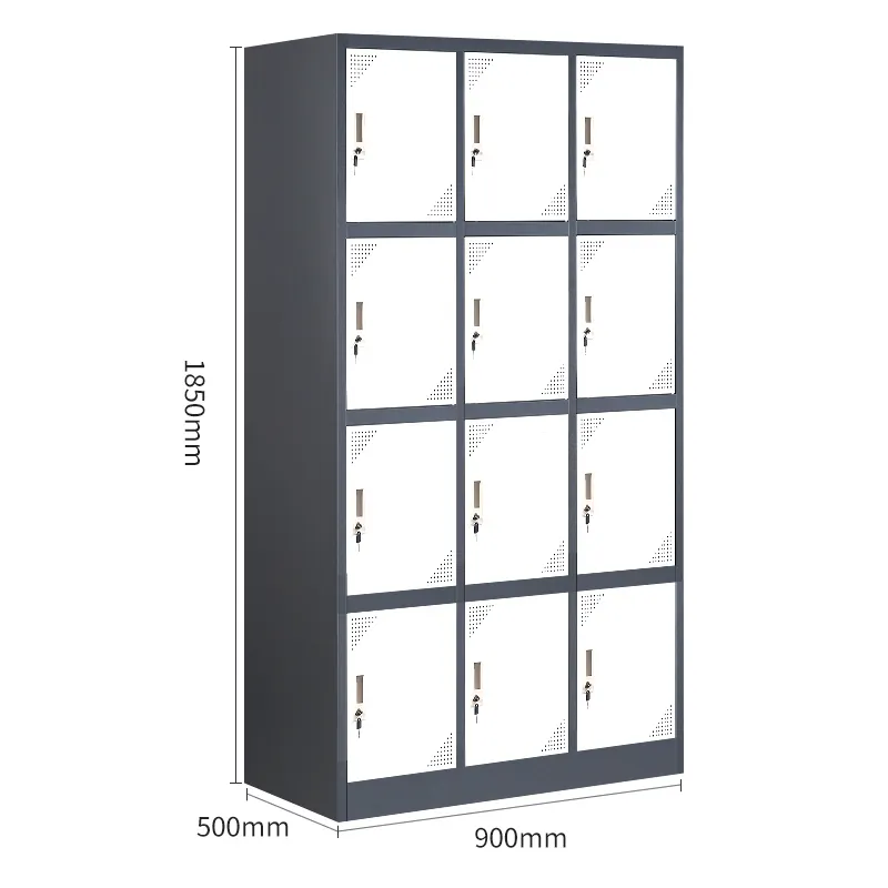 4 Tier 12 cửa sắt nhân viên Locker thép hồ bơi kim loại Locker Kim loại nhân viên đồng phục nhân viên tủ khóa