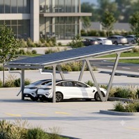 Structure de carport solaire en acier anodisé de qualité commerciale, double emplacement, solution de stationnement photovoltaïque, résistance au vent 40 m/s, résistance à la neige 70 kg/m²