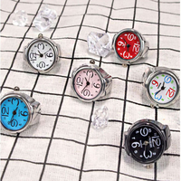 Bague de doigt RisingMoon montre cadran rond élégant bague de doigt à quartz élastique avec montre