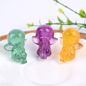 Nouvelles créations en cristal de guérison, mini sculptures en cristal, ange bébé en fluorite arc-en-ciel naturelle pour cadeau - Product Image 6