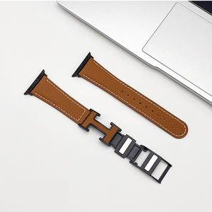 <span class=keywords><strong>Bracelet</strong></span> de <span class=keywords><strong>montre</strong></span> intelligent pour Apple Watch Series 10, en <span class=keywords><strong>cuir</strong></span> grainé litchi, fermoir magnétique en H, pour hommes et femmes, 46 mm - Product Image 1