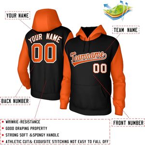 Custom Pullover Hoodie Personalized Stitched Team Name Number Men's Sweatshirt Black Orange Casual Autumn Wear - Product Image 2