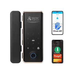 Waterproof Glass Door Lock Code Fingerprint Digital Smart Lock Tuya Wifi or Ttlock Ble App Unlock Electronic Door Lock