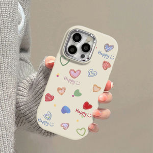 เคสสำหรับ iPhone 16 Pro Max คุณภาพสูง โครงโลหะ ดีไซน์รูปหัวใจหลากสี รูขนาดใหญ่ ป้องกันการกระแทก - Product Image 1