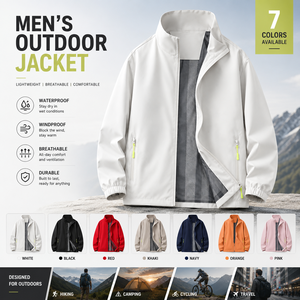 Premium Corporate Uniform <b>Jacket</b> Waterproof Breathable Windbreaker Men With Zipper Pockets For Workwear Supplier - Product Image 1