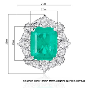 Fashion Eco-friendly Brass Bridal Necklace and <b>Rings</b> <b>Set</b> 12*14MM Green Zircon Handmade Jewelry <b>Sets</b> for <b>Women</b> - Product Image 2