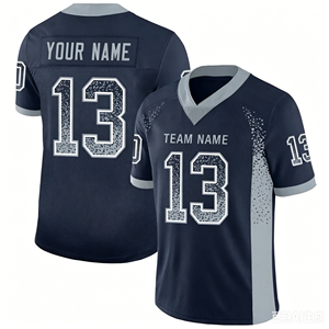 Maillot de football américain personnalisé avec nom brodé – Vente en gros – Bleu – Joueur débutant – Grandes tailles - Product Image 2
