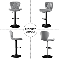 Tabouret de bar moderne réglable en hauteur, en cuir PU, avec structure en fer, pivotant, design à coutures losangées, pour comptoir de cuisine et bar à domicile