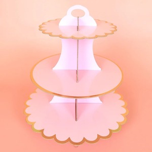 Disposable Multi-layer Paper Cake Rack Birthday Party Decoration Three-layer Hot Stamping Dessert <b>Table</b> Cake Tray Cupcake Stand - Product Image 2