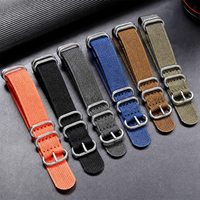 Bracelet de montre Lionorm Premium en nylon côtelé 20mm 22mm, durable, en tissu de ceinture de sécurité tissé, avec boucle brossée à 5 anneaux