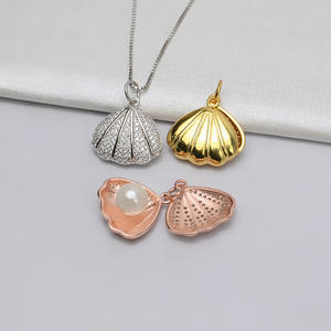 จี้เงินแท้ S925 ทำมือ สำหรับสร้อยคอผู้หญิง จี้เปลือกหอย สร้อยคอไข่มุก 9-11 มม. ฐานเปล่าสำหรับทำเครื่องประดับ DIY สไตล์ชาร์ม - Product Image 2