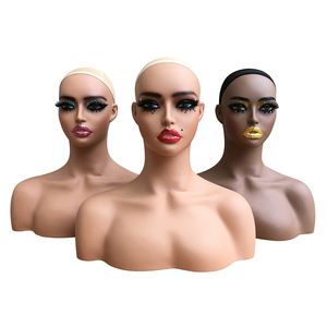Maquillage visage réaliste <span class=keywords><strong>femme</strong></span> Mannequin <span class=keywords><strong>tête</strong></span> <span class=keywords><strong>buste</strong></span> Mannequin <span class=keywords><strong>tête</strong></span> avec épaules pour perruques affichage - Product Image 1