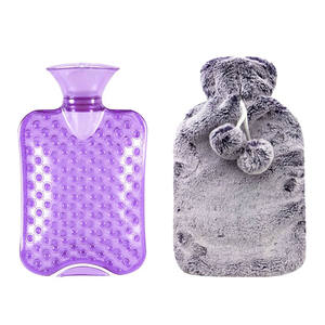 Bolsa de Agua Caliente de PVC con Funda de Felpa con Bolitas, Botella de Agua Caliente Convexa para Calentar las Manos - Product Image 3