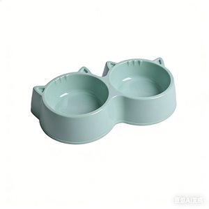 Bols doubles pour animaux de compagnie en forme de <span class=keywords><strong>chat</strong></span> mignon, en plastique facile à nettoyer pour chiens et chats - Product Image 1
