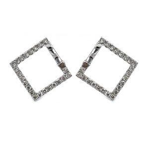 Boucles d'oreilles clous de luxe en or blanc 18 carats avec diamants véritables de forme carrée, livraison rapide, haute qualité, pour mariage et anniversaire, cadeau idéal - Product Image 1