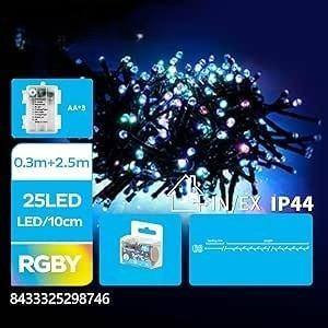 Ghirlanda di luci LED tipo petardo con batterie 3AA, RGBY, 2,5 m per decorazioni festive e ambienti caldi. - Product Image 1