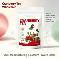 Teh Cranberry Bunga dalam Kantong Teh Herbal Alami Premium Campuran Kesehatan Harian Rasa Terbaik OEM Label Pribadi Kemasan Kustom