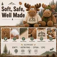 Peluche Élan Personnalisée Direct Usine OEM ODM, Jouet Animal Doux avec Emballage Marque Privée pour Commandes en Gros et Marchandises de Marque