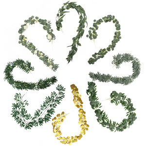 Guirnalda de Eucalipto Artificial de 100cm/200cm, Flor de Seda para Decoración de Bodas, Ramo de Hojas Verdes Redondas Entrelazadas - Product Image 5