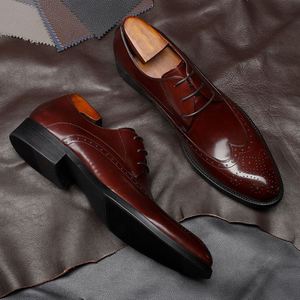 Italian Design Plus Size <b>Pointed</b> Oxford Patchwork Dress Shoes Men Genuine Leather Formal Casual Breathable <b>Light</b> Weight Spring - Product Image 4