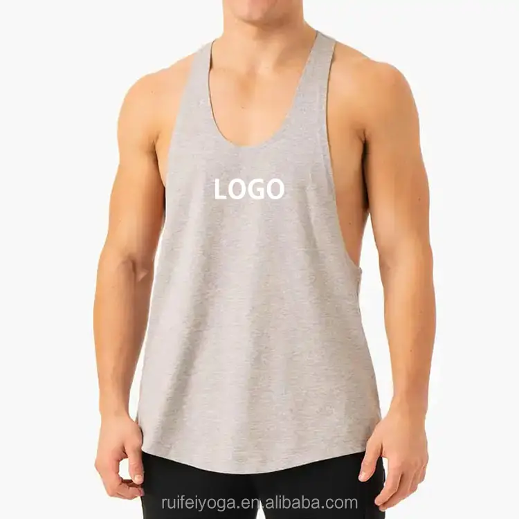 Nieuwe Custom Logo Hoge Kwaliteit Lichtgewicht Running Mannen Singlet Gym Sporttraining Actieve Bamboe Katoenen Muscle Shirt Heren Tank Top