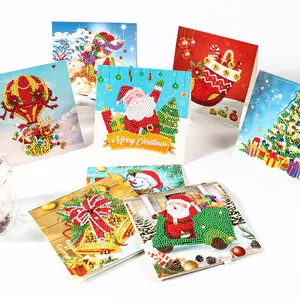 OEM ODM कारखाने कस्टम 3D कार्ड क्रिसमस ग्रीटिंग कार्ड उपकरण 5D हीरा पेंटिंग क्रिसमस कार्ड के लिए बच्चों को उपहार 8 Pcs प्रत्येक सेट