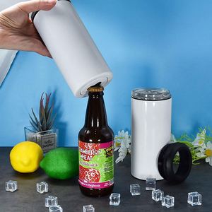 4 in 1 Sublimation Skinny Tumbler Insulated 16oz Stainless Steel Tumbler Cup Can Cooler With <b>Bottle</b> Opener - Product Image 3