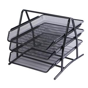 Nhà văn phòng máy tính để bàn tập tin Khay có thể tháo rời <span class=keywords><strong>2</strong></span> tầng màu đen kim loại lưới Stackable bàn tài liệu tổ chức tập tin khay - Product Image 6