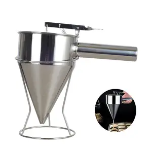 Batter Funnel Stainless Steel Pouring Dispenser Funnel Cupcake Waffle Cake Dough Handheld Pancake Batter Dispenser Mixer